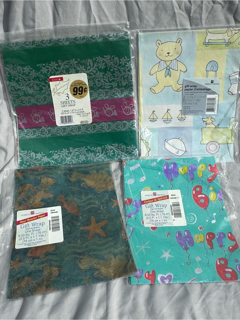Vintage Assortment of Gift Wrap Sheets new in packaging